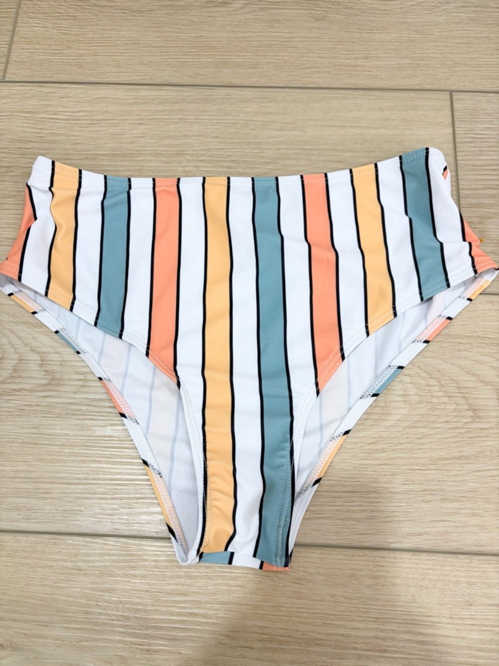 High-Waist Coastal Beach Summer Striped Women’s Swim Bottoms - Multicolor